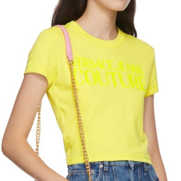 NWT Versace Jeans Couture Yellow Cropped T-shirt - Picture 4 of 4